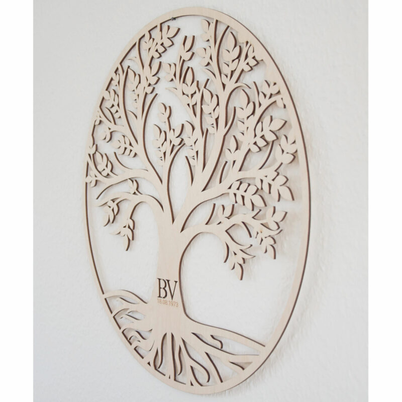 Wandbild Baum des Lebens / Lebensbaum / Weltenbaum, mit Initialen und Datum personalisiert